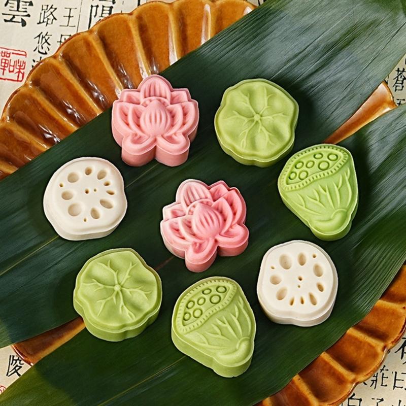 Chinese Style Flower Mooncakes Stamp Tool Green Bean Pastries Stamp Innovative Pastries Mold for Cultural Celebrations