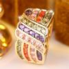 Multicolor Crystal Small Round Stone Cute Wings Rings For Women Vintage Gold Color Engagement Bands Wedding Jewelry Accessories