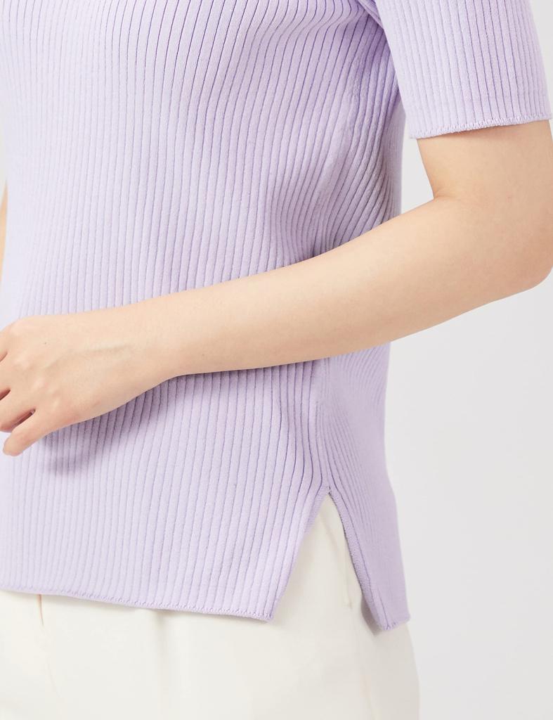 Mira Owen Polo Collar Rib Knit Pullover 09WNT222088 LAV 0 Women's