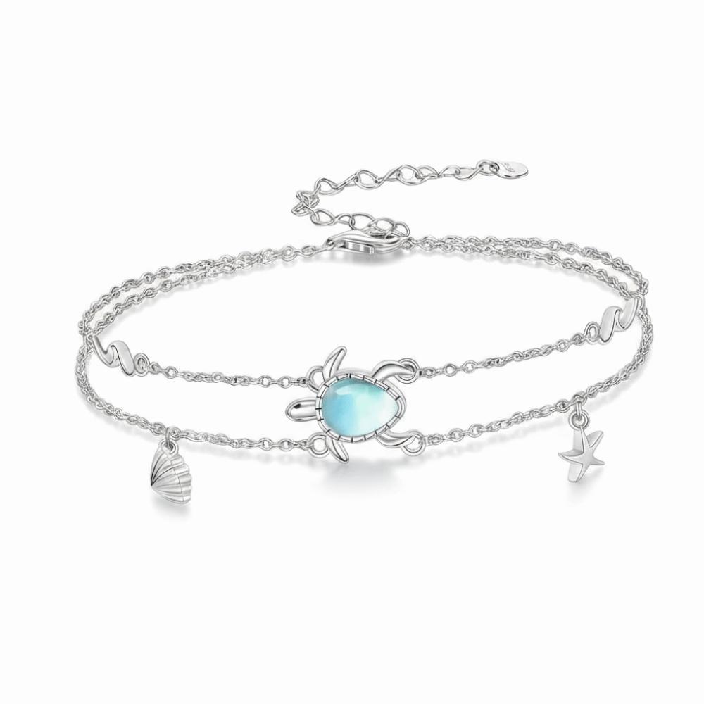 

Adjustable Chain Bracelets Shells and Starfish Design Double-layered Bracelets for Beach Gift