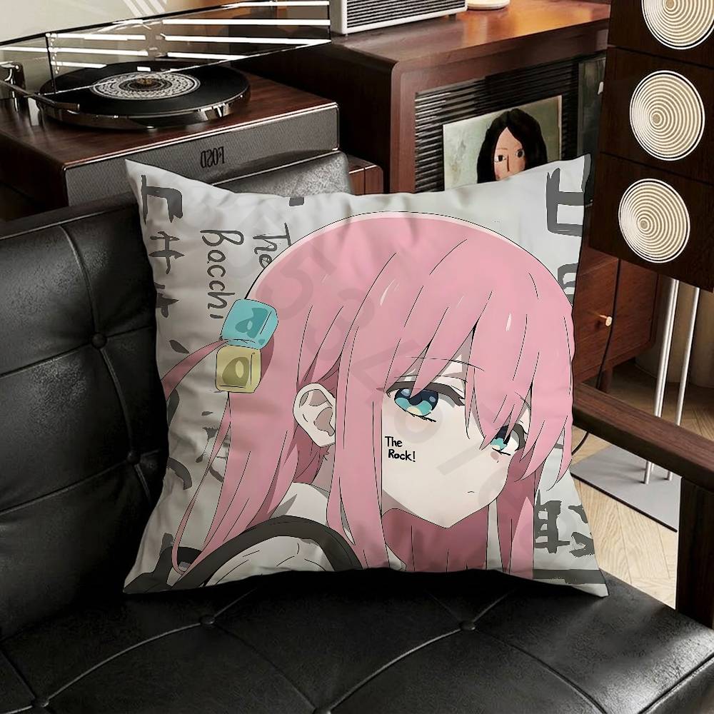 BBocchi The Rock Pillow Case Antidustmite Pillowcase Invisible Zipper Silky Short Plush Sofa Cushion Cover