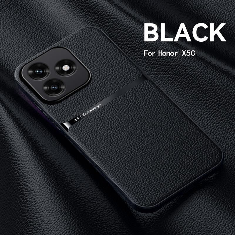 

EUCAGR Luxury PU Leather Case Coque For Honor X5C Plus Magnet Shell Phone Case for Honor X5C Back Cover Honor X5C Plus чорний