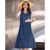 Demana Cloud Cotton Retro Sleeveless Denim Midi Dress
