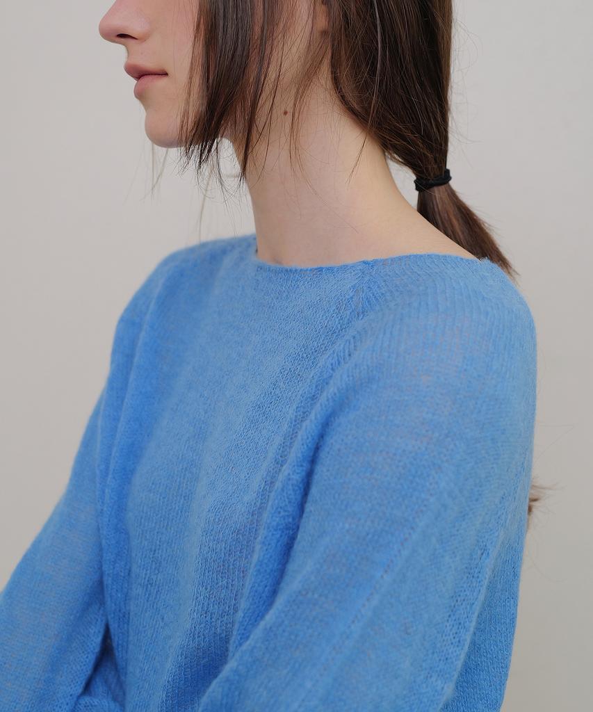 ANDNEEDS Boat Neck Sheer Knit (Blue)