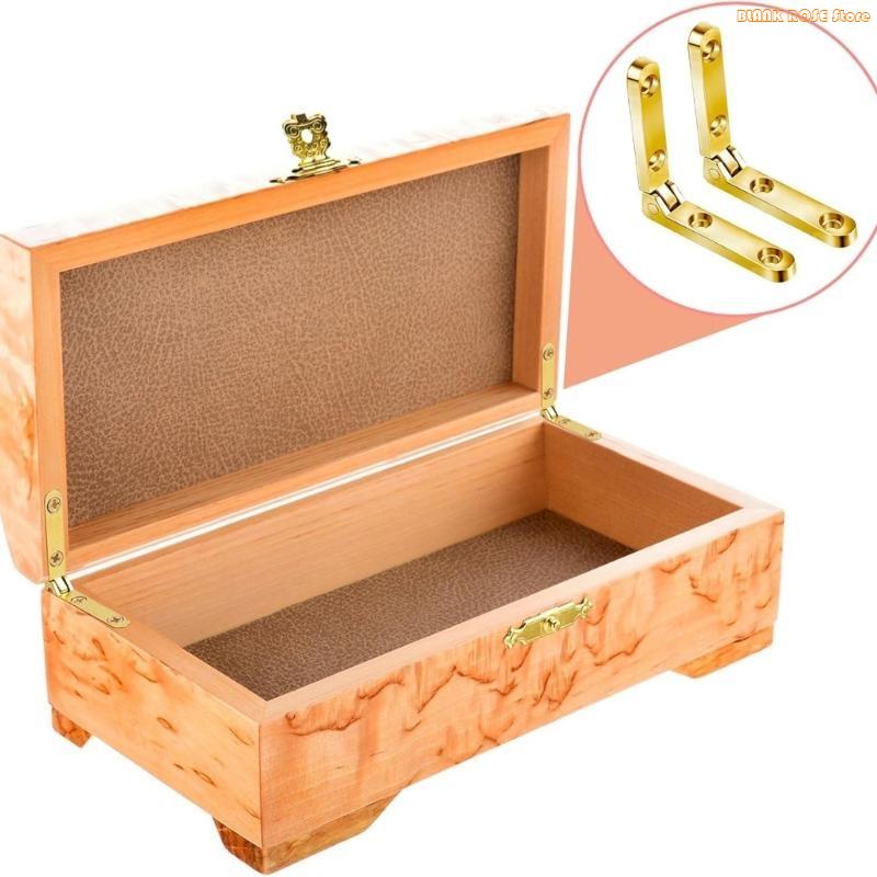 K1AE 20 Set  Gold Boxes Hinges 90 Degree Hinges Set for Small Chests & Craft Projects