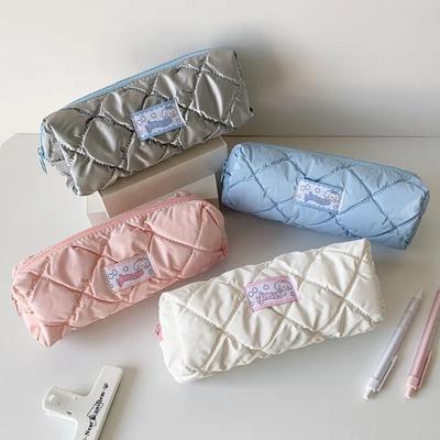 1 Stück Kawaii-Federmäppchen für Mädchen, modisch, einfarbig, Cartoon-Welpen-Federmäppchen, große Kapazität, Aufbewahrungstasche für Schreibwaren