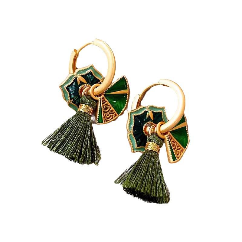 Manșete de urechi cu flori din email retro chinezesc: Cercei de lux cu zircon