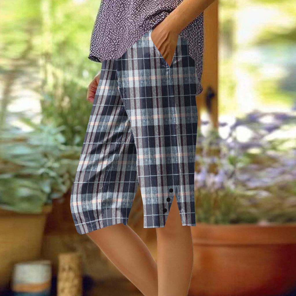 Lockere Kniebundshorts mit Blumenmuster und Seitentaschen für Damen Leichte lässige Sommerkleidung
