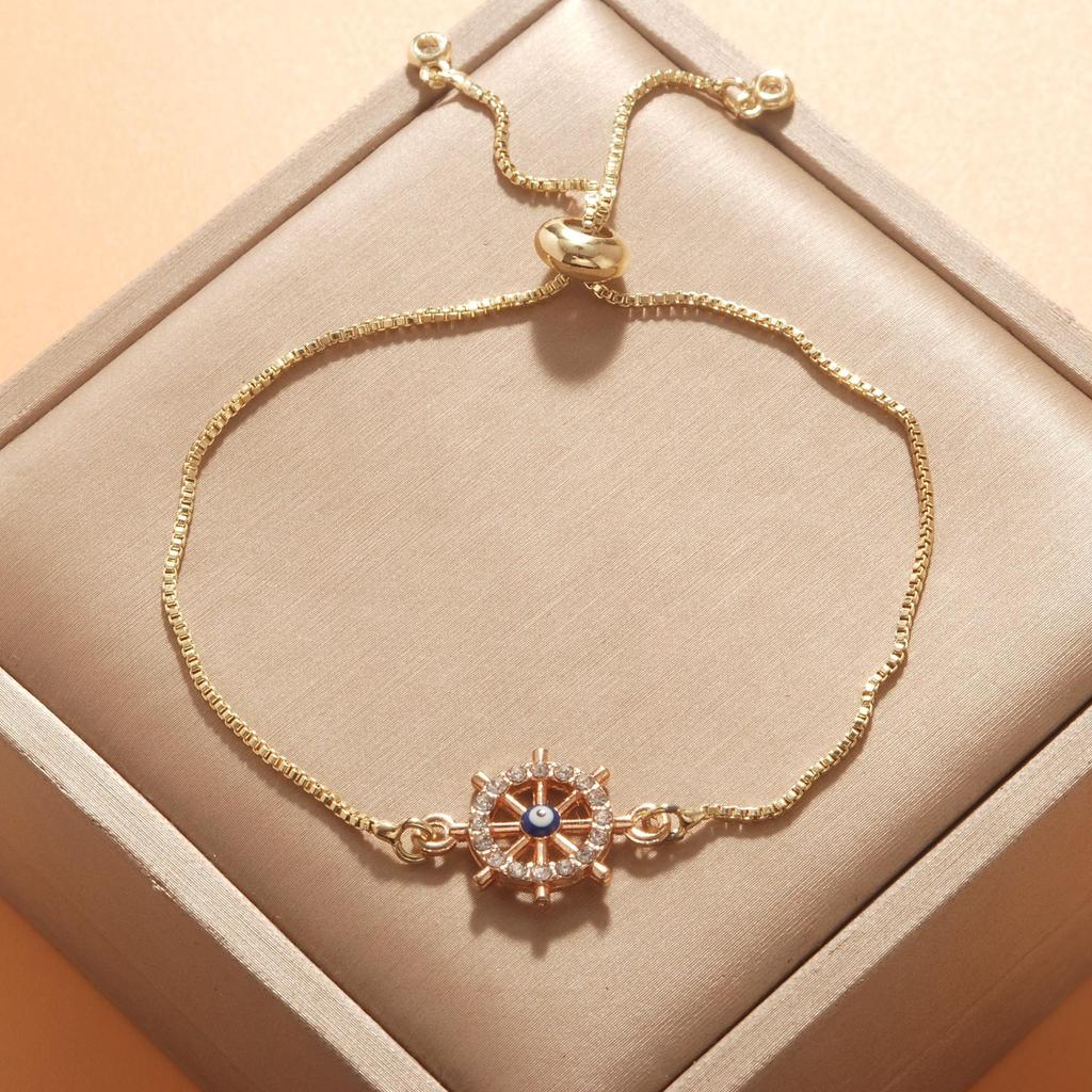 Verstellbares 8-förmiges Evil Eye Herzarmband für Damen - Europäische & Amerikanische Mode, Südostasiatischer Einfluss