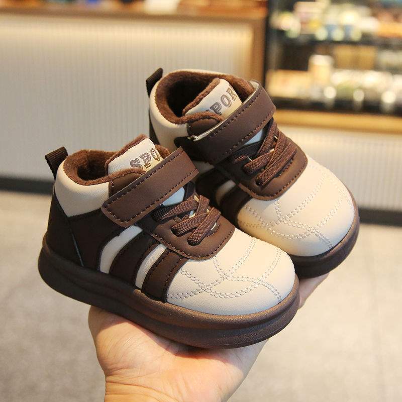 2025 winter new velvet children's board shoes soft sole baby cotton shoes boys and girls warm sports shoes casual shoes