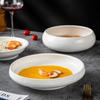 White High-Footed Ceramic Soup Bowl - Deep Plate for Home or Hotel Use