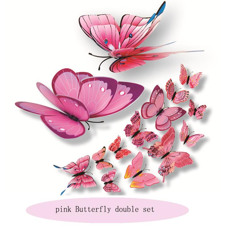 3D Double Layer Butterfly Wall Stickers For Wedding Decor Butterflies Fridge Magnet Decals Home Room Decoration Gift