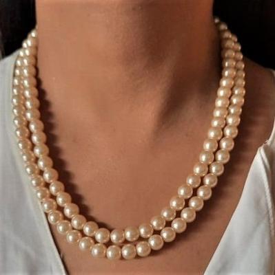 Necklace with Double Line of Cream Pearls