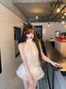 Polka Dot Backless Chiffon Dress Women's Summer New Beautiful Super Fairy Waist Hot Girl Hanging Neck Puffy Skirt Tide
