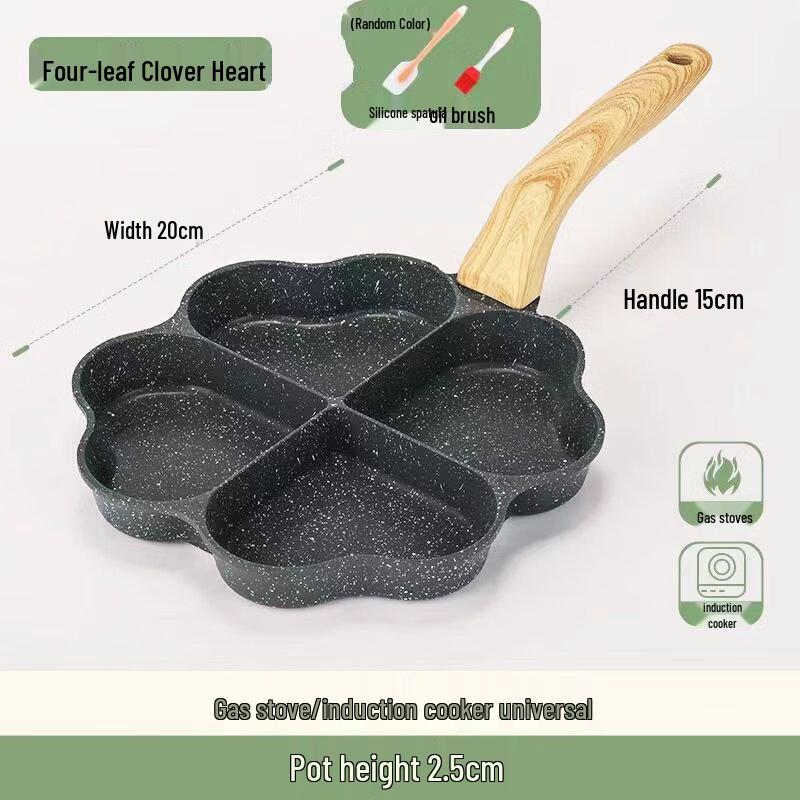 Wutuo Creative 4-Hole Heart & Clover Egg Frying Pan