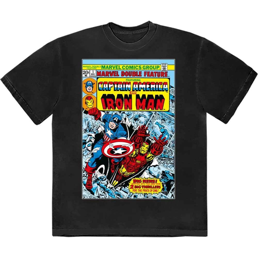 Marvel Comics Captain America & Iron Man Comic Cover T-Shirt Black New XXXL
