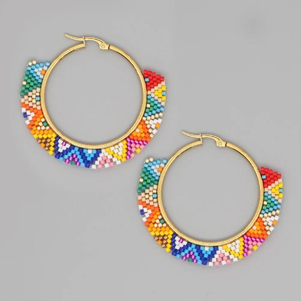 Big Circle Earrings  Exaggeration  Hand Woven  Measly  Originality  Bohemian Ethos  Female  Jewelry