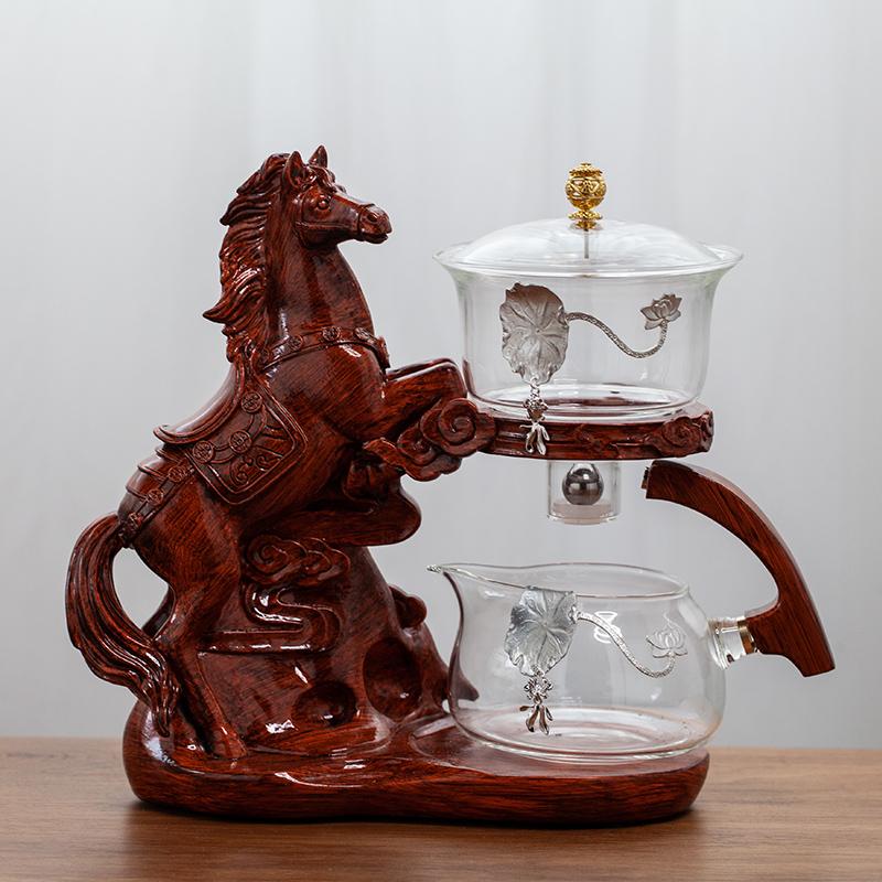 Creative Horse Teapot Full Automatic Glass Teapot Infuser Magnetic Water Diversion Heat-resistant Kungfu Tea Drinking Tea Set