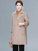 Mom's Stylish Mid-Length Double-Faced Cashmere Wool Coat for Autumn & Winter - High-End, Loose Fit for Middle-Aged Women