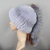 Russia New Style Women Natural Real Fox Fur Beanies Hat Girls Natural Real Rex Rabbit Fur Skullies Cap Knit Winter Real Fur Hats