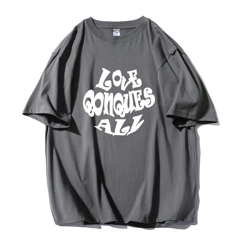 Shellsuning Oversized Letter Graphic T Shirts Men Summer Soft 100% Cotton Short Sleeve Tees Female Trendy Loose High Street Tops