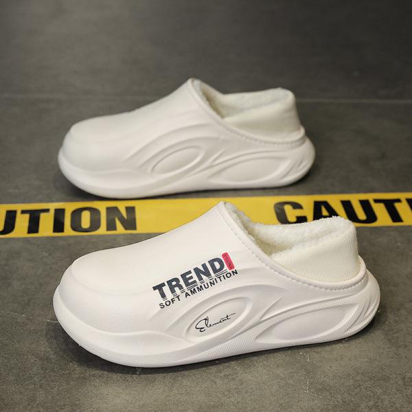 Vodotěsné pánské bavlněné pantofle na podpatku - 2024 nové protiskluzové, venkovní a odolné proti nečistotám, ideální pro podzimní a zimní domácí použití v interiéru