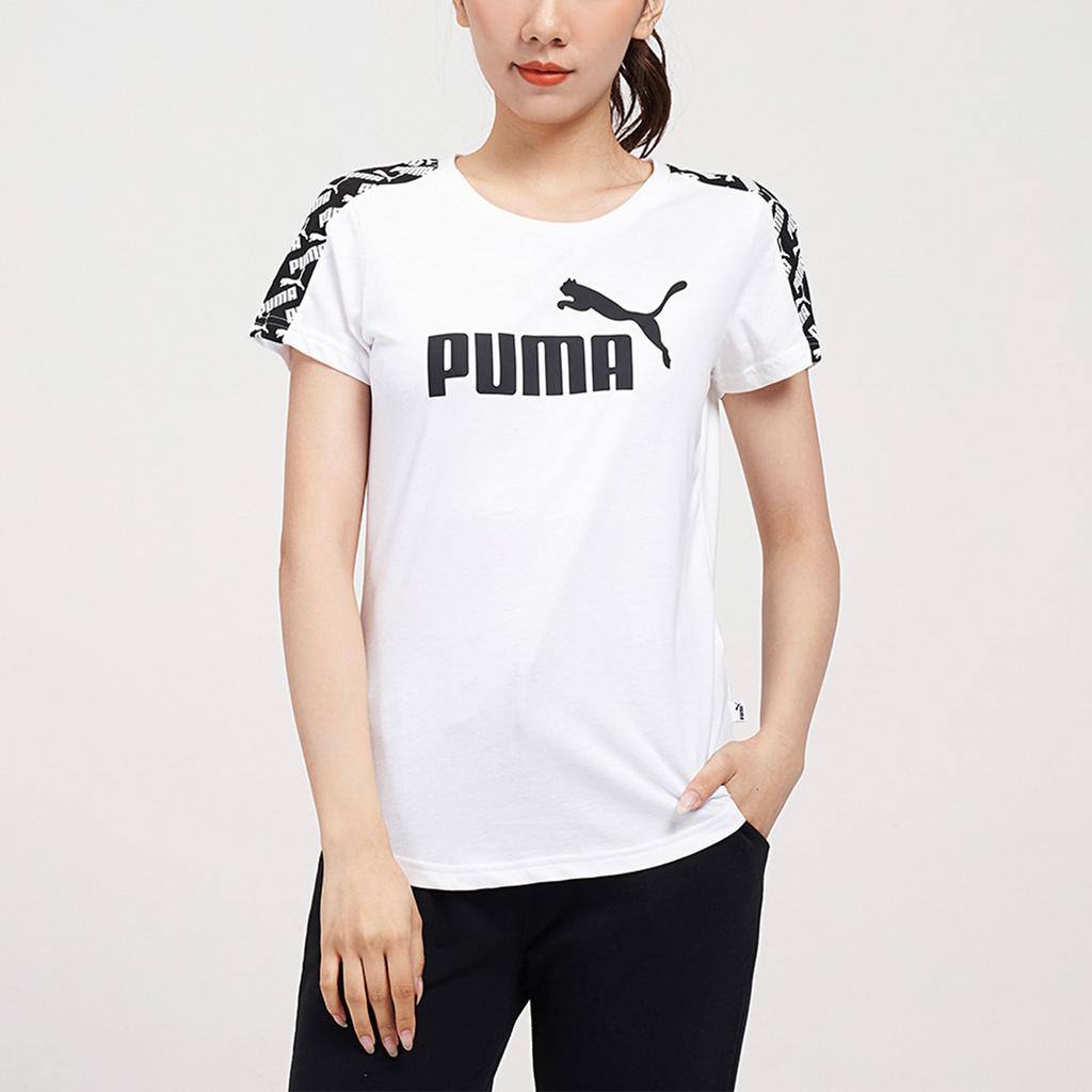 Puma Printed Sport Casual Round Neck Short Sleeve T-Shirt Women Tops White 583821-02