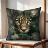 Leopard Kranz Kunst Kissenbezug Natürlicher Leinen Bio-Stoff Beidseitiger Druck Sofakissenbezüge Heimdeko Geschenk