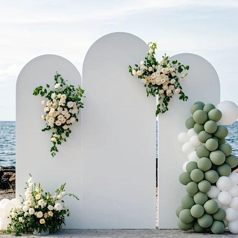 3pcs Wedding Arch Set Backdrop Cover with Elastic Fabric Dome Double-Sided Stretchable Thin Fabric Suitable for Wedding Showers