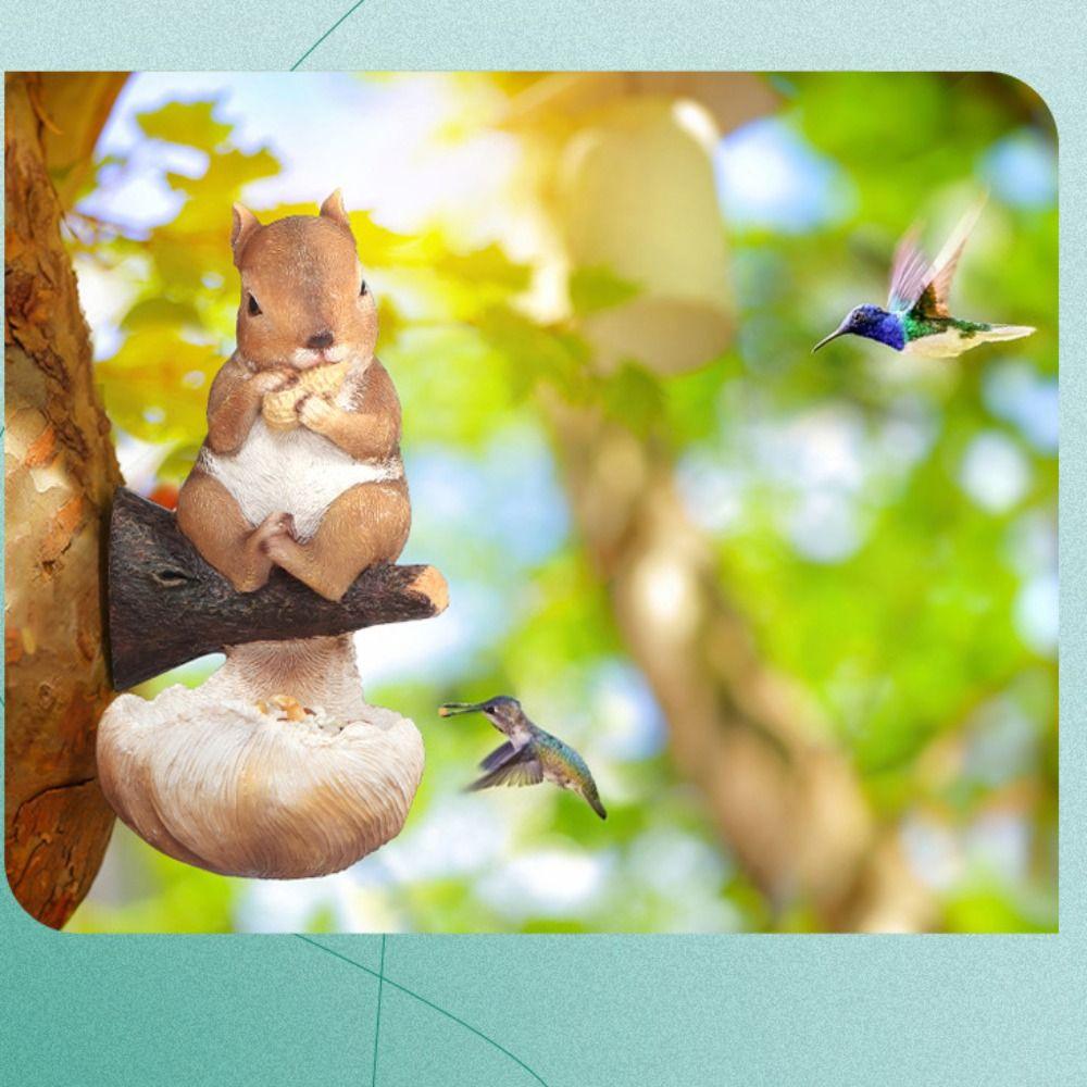 Cute Squirrel Tree Hanging Simulation Art Statue Animal Figurines  Parrot