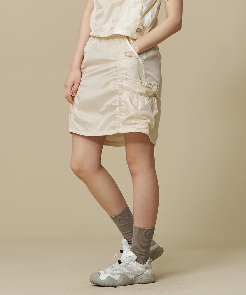 BBC EARTH W Shirred Cargo Midi Skirt_Cream