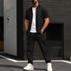 Conjunto Masculino de Jaqueta de Manga Curta e Calça com Estampa Geométrica e Camiseta Branca, Roupa Casual Streetwear