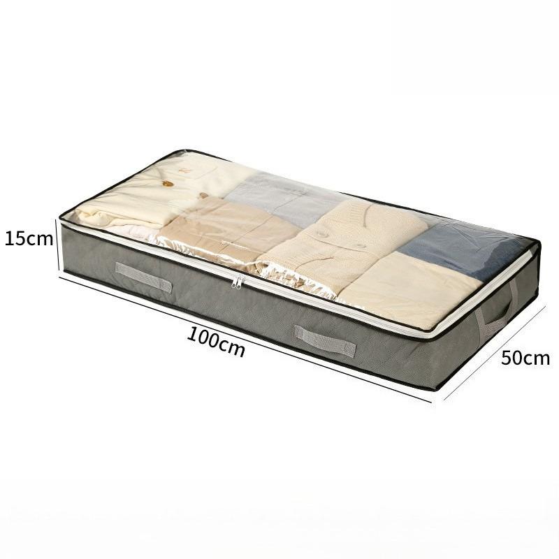 

Non-Woven Fabric Under-Bed Quilt Storage Bags, Wardrobe Clothes Organizers with Moisture-Proof, Foldable for Bedding & Clothing сірий