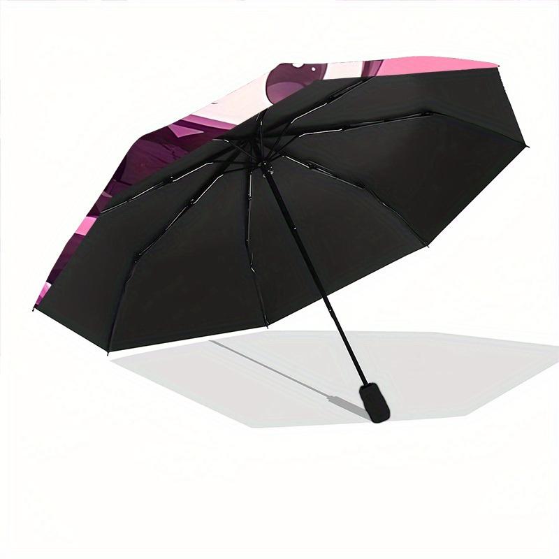 Kuromi Sanrio Automatic Folding Umbrella with Sturdy Iron Frame, Portable Compact Travel Umbrella All-Season Use Parties 0807077