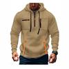 Mens Hooded Sweatshirt With Zipper Pockets Loose Fit Casual Pullover In Solid Colors