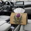 2D Flat 1pc Vintage Botanical Tissue Box with Thistle Flower - Durable Suitable for Living Room, Bedroom, Office Decor - Elegant Thistle Flower Holder