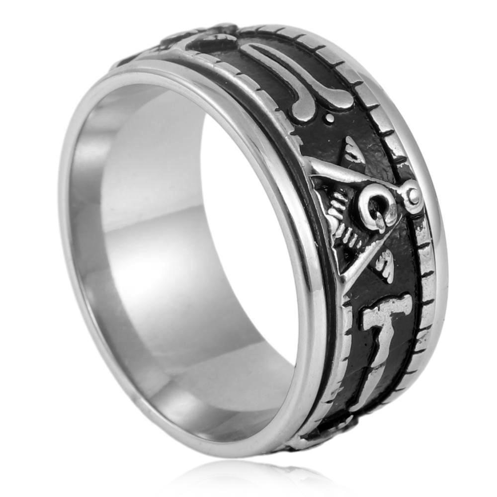 

Otatable Titanium Steel Masonic Ring Men s Large Ring Finger Ring Hand Jewelry 7 серебряный