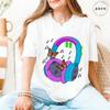 Womens Cute Headphone Butterfly Music Graphic Tshirts Colorful Pattern O Neck Short Sleeve 2026 Casual Female Daily Wear Tees