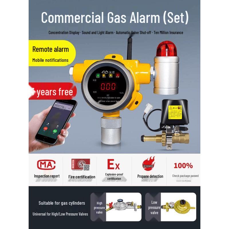 MDNG Baorui Combustible Gas Alarm with Auto Shut-off CN plug (adapter included)