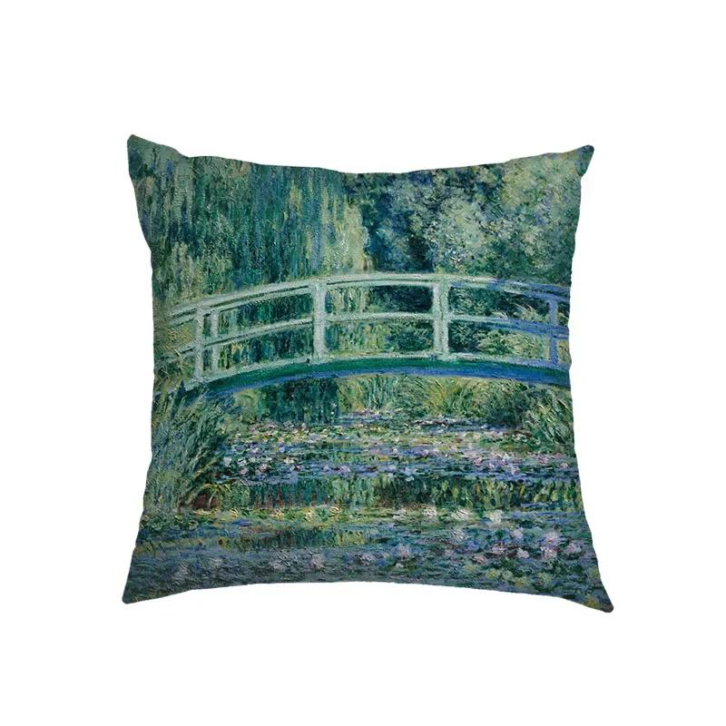 Ölgemälde Kuss von Gustav Klimt Kissenbezug Van Gogh Sternennacht Leinen Kissenbezug Sofa Dekokissenbezüge für Wohnzimmerdekor