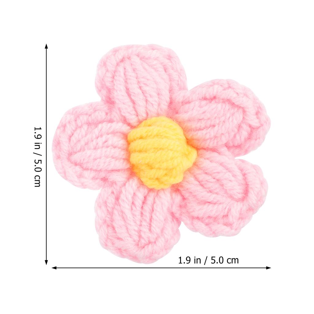 12Pcs Brooch Hairpin Floral Sewing Accessories Crocheted Puff Flowers DIY Decoration Clothing Bags Skirts Crafts