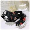 Lovely Puppy Dog Clothing Retro Chic Red Floral Print Lace Bow Black Princess Dress For Small Medium Dog Poodle Pet Dog Clothes