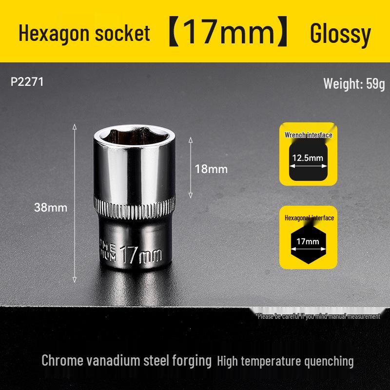 Metric Mirror Finish 1/2" Short Socket Manual Gear Tooth Hex Star Socket