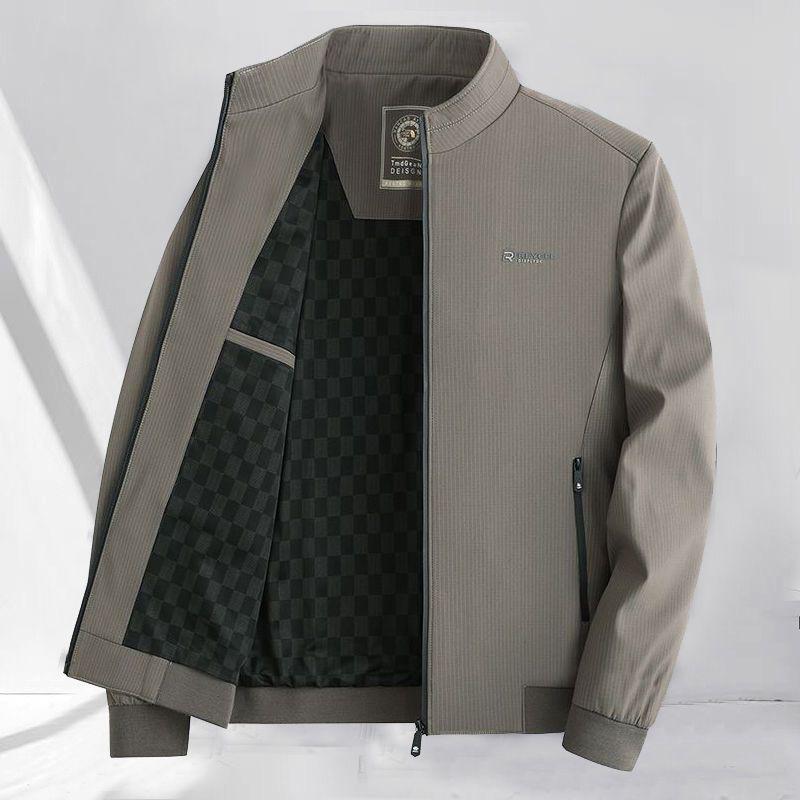 Spring & Autumn Men's Business Casual Stand-Up Collar Jacket - Lightweight, High-End Design for Middle-Aged Elegance