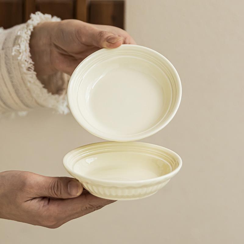 Cream Tableware, Dishes, Simple Ceramic Taste Plates, Household Small Plates, Small Vegetable Plates, Hot Pot Taste Plates, Bone Spitting Plates