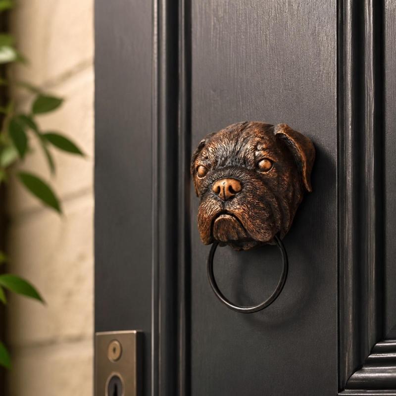 Decorative Animal Door Knocker with Raised Head and Lifting Handle for Wood, Metal, Garden, Entry, and Shop Entrances
