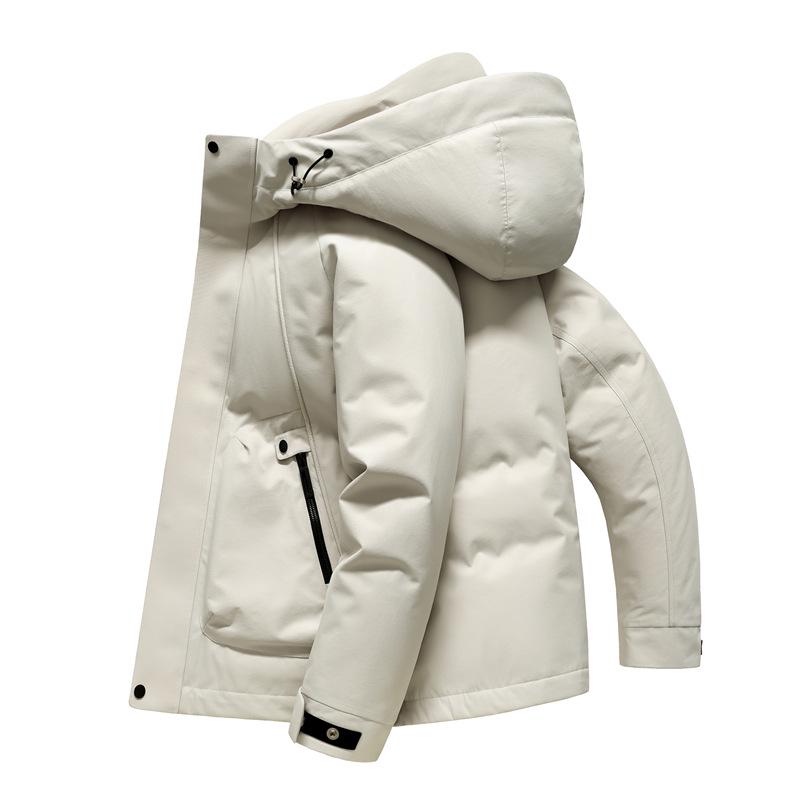 

Men s Outdoor Windproof Hooded Down Jacket – Winter Trend, Thick, and Warm Casual Sport Outerwear M брудно-білий