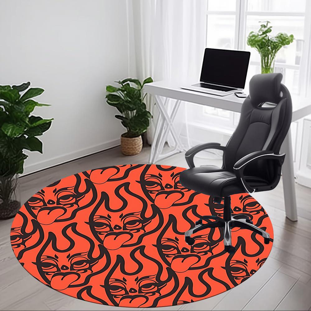 1pc Devil Faces Office Round Area Rug,  Mat Suitable For Office, Under Office Chairs Bedroom Living Room Home Decor, Room Deco