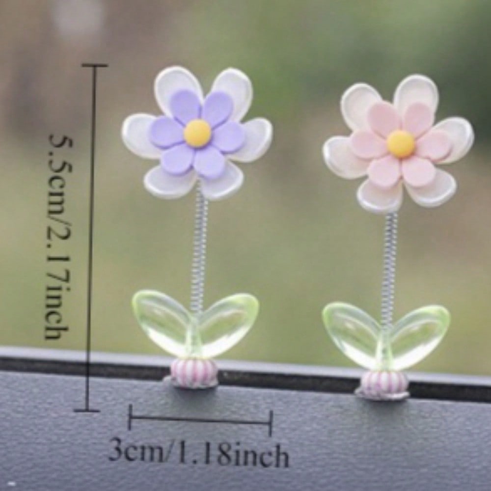 Car Swinging Six Leaf Chrysanthemum Ornament Cartoon Dashboard Center Console DIY Interior Decoration