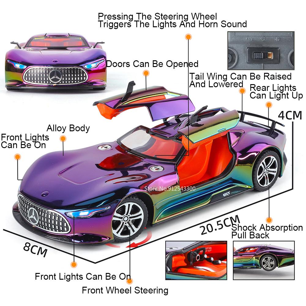1:24er Maßstab Vision GT 300SL Automodell Spielzeug Türen zu öffnen Lenkung Räder Metall Druckguss Fahrzeugmodelle Sammlung Jungen Geschenke